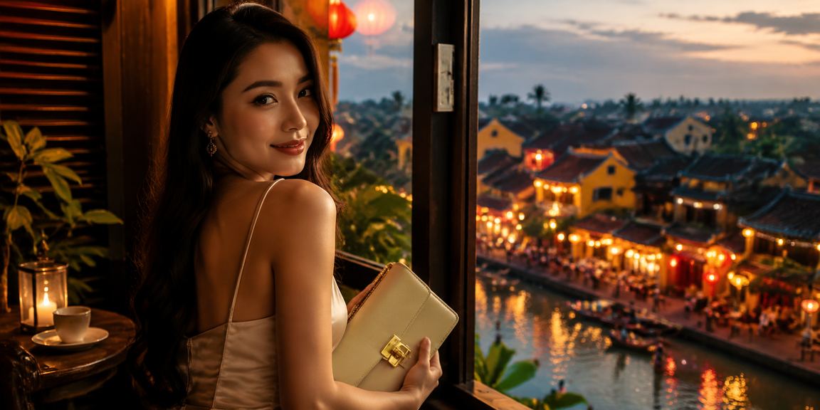 Khách du lịch Hội An thư giãn với điện thoại xem kết quả thể thao buổi chiều
